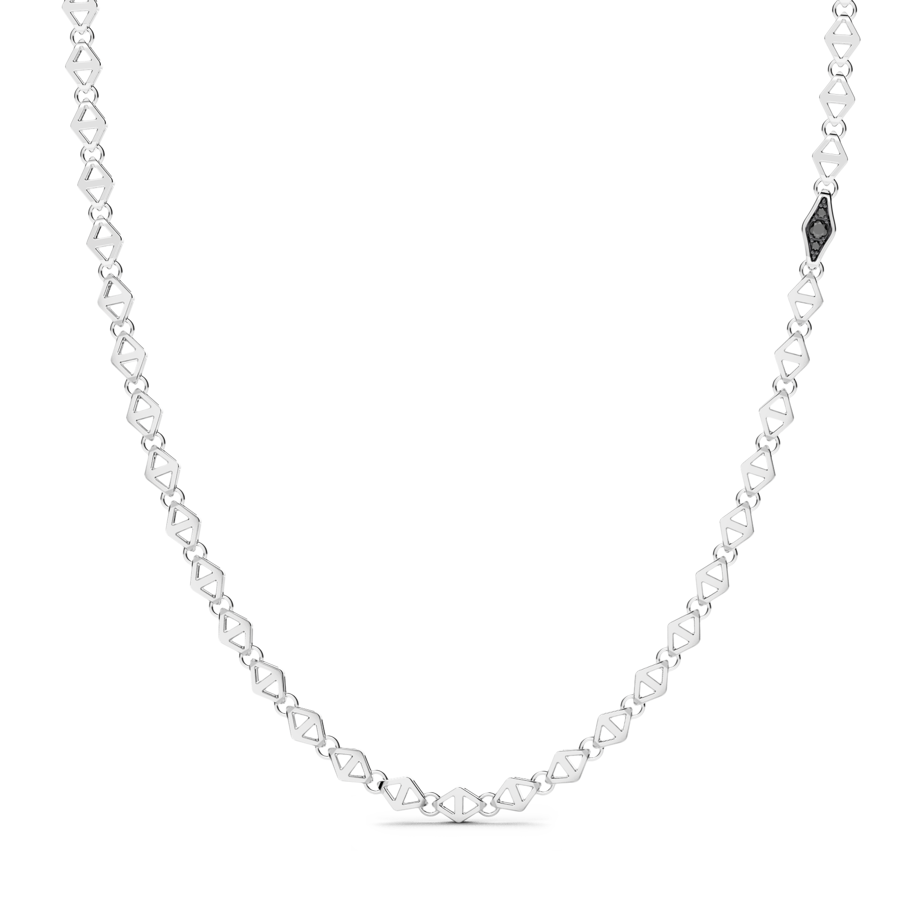 Zancan Insignia Sterling Silver Black Spinel Link Necklace