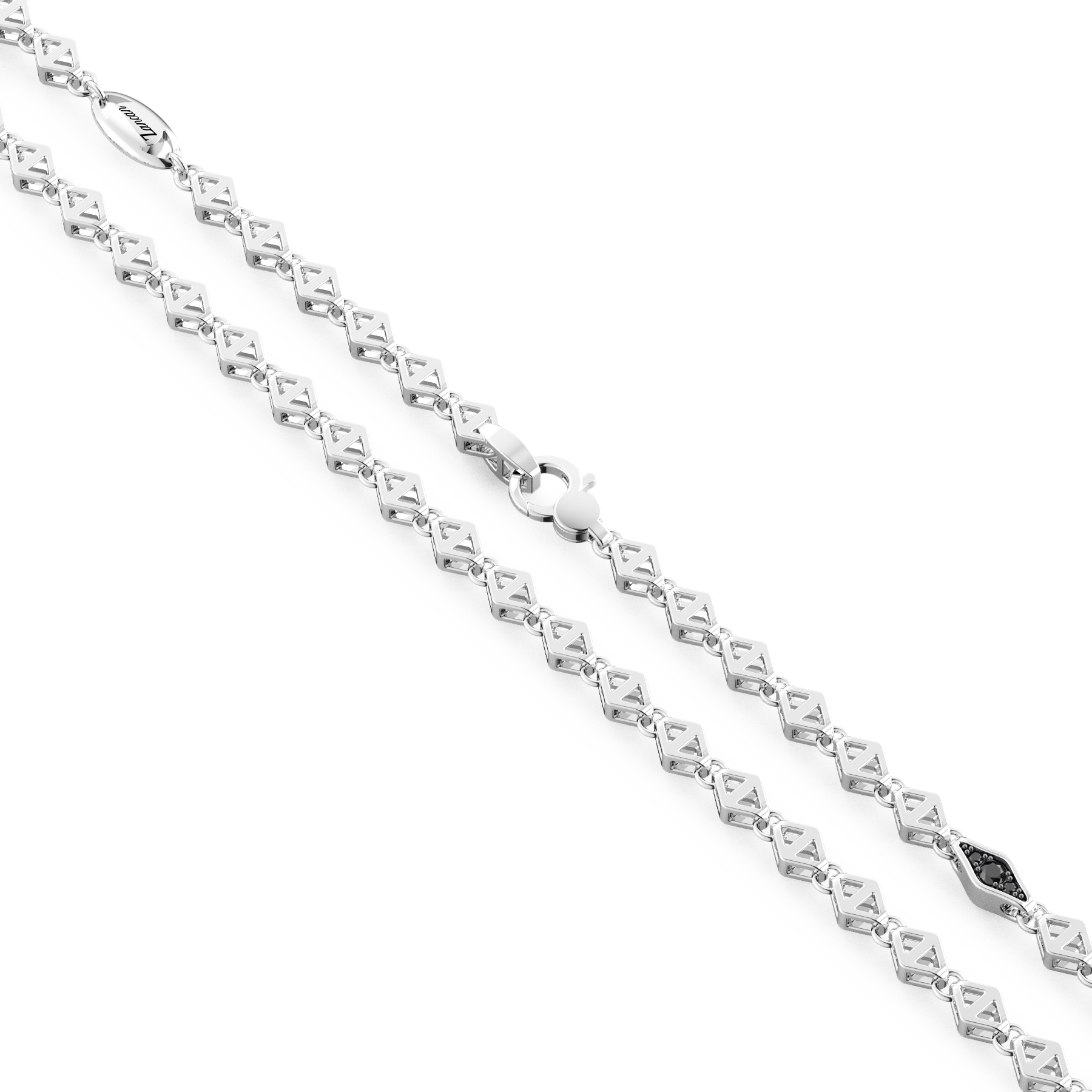Zancan Insignia Sterling Silver Black Spinel Link Necklace