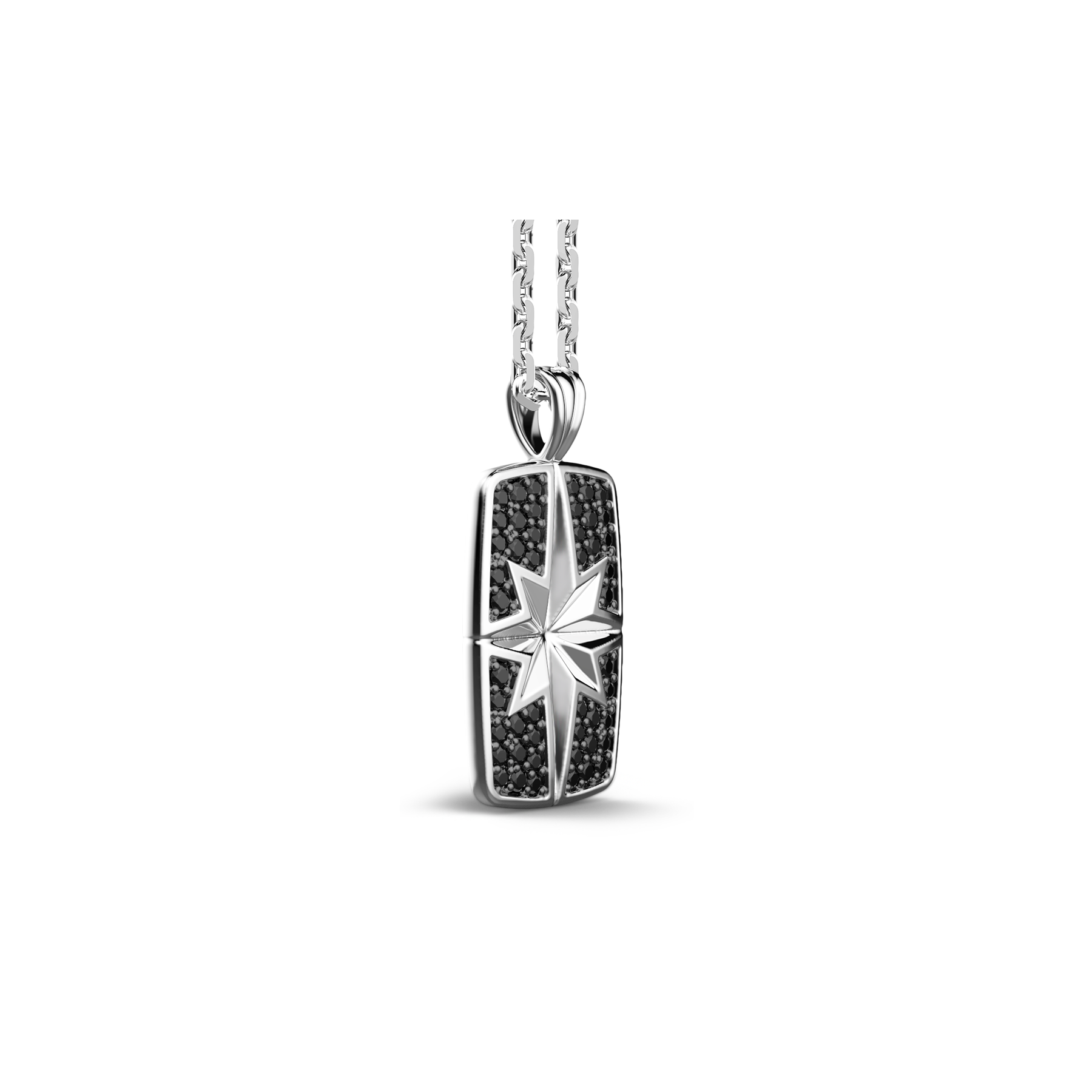Zancan Cosmopolitan Sterling Silver Black Spinel Tag Necklace