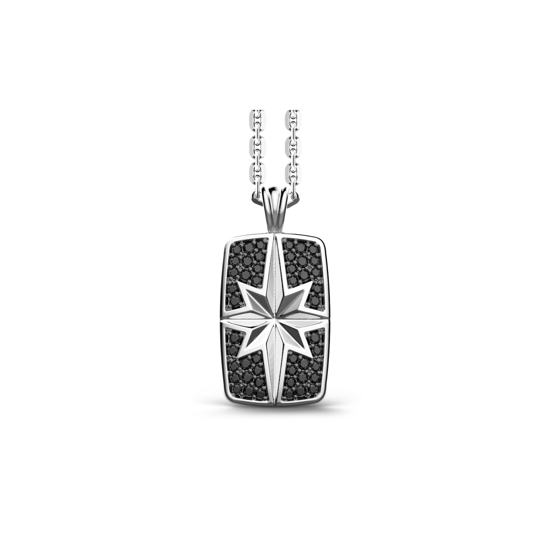 Zancan Cosmopolitan Sterling Silver Black Spinel Tag Necklace