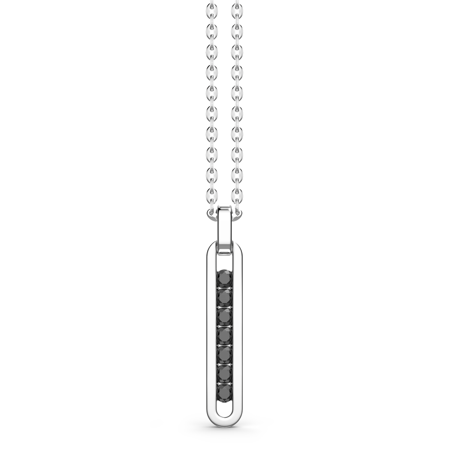 Zancan Cosmopolitan Luxury Sterling Silver Black Spinel Tag Necklace
