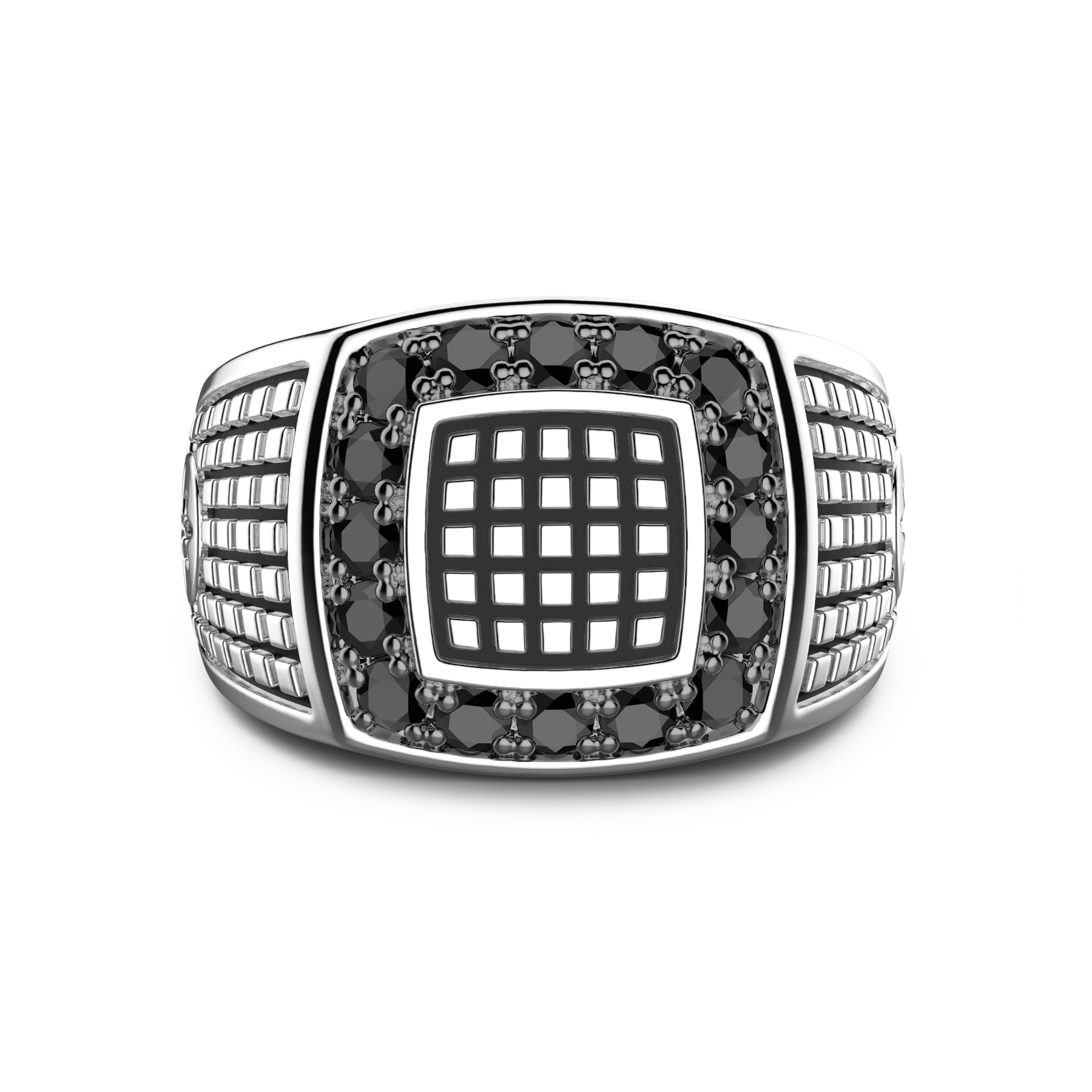 Zancan Sterling Silver Black Spinel Signet Ring