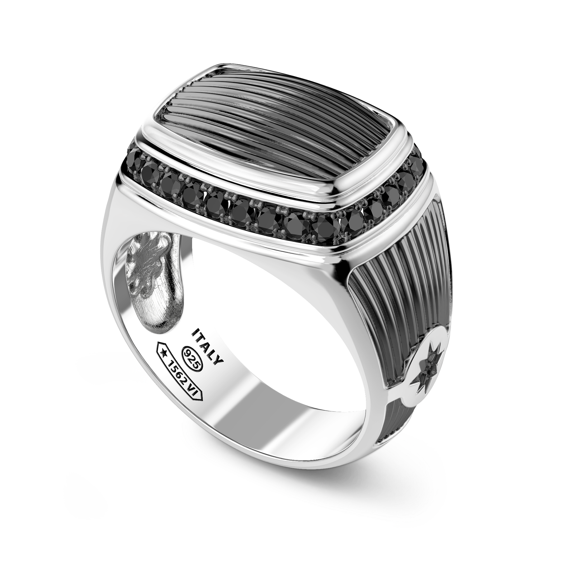 Zancan Cosmopolitan Sterling Silver Black Spinel Signet Ring